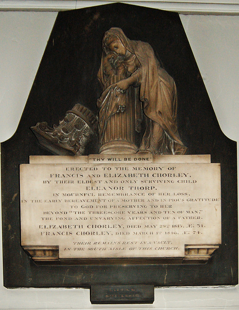 Memorial to Francis and Elizabeth Chorley, Holy Trinity, Boar Lane, Leeds