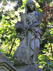 abney park cemetery, stoke newington, london,late c19 mourner at cross
