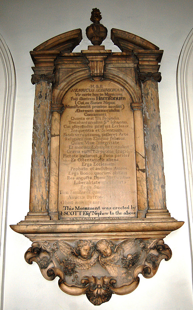 Memorial To Henry Robinson, Holy Trinity Church, Boar Lane, Leeds, West Yorkshire