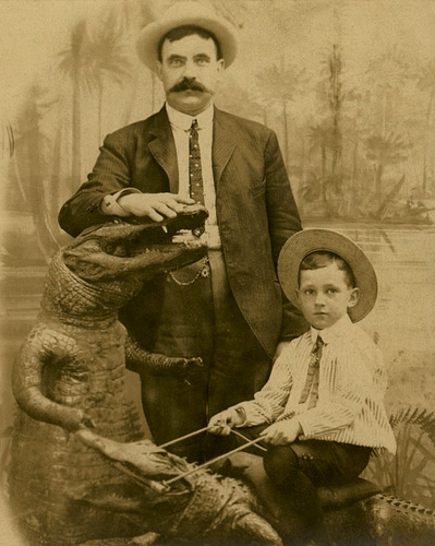 Father and Son with Alligators