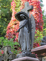 abney park cemetery, stoke newington, london,angel and cross on memorial to thomas brooks browne, 1898