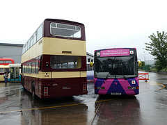 Preserved former Leicester CT 240 (FUT 240V) and First Leicester Citybus 62245 (Y938 CSF) - 27 Jul 2019 (P1030281)