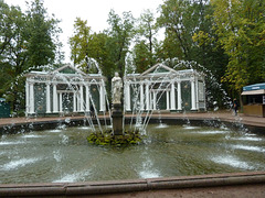 Fountain in the grounds of Peter the Great's palace at Peterhof, St Petersburg.
