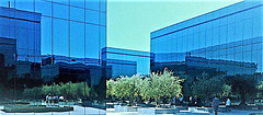 Blue forms and reflections. H. A. N. W. E. everyone!