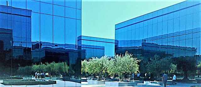 Blue forms and reflections. H. A. N. W. E. everyone!