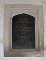 Memorial to Lieutenant Benjamin Hall, House Steward to the Earl of Rockingham,Wentworth Old Church, South Yorkshire