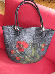 felted handbag with poppy flowers