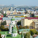 The Holy Ascension Florovsky Monastery (below) and  a bridge under construction across the Dnieper (above)