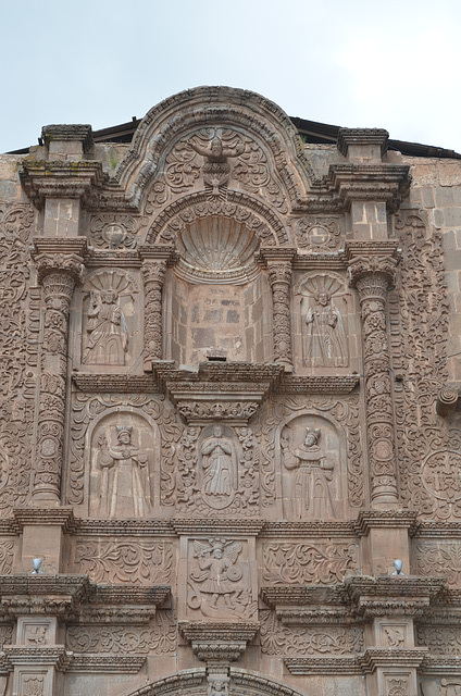 Peru, Puno, Stucco Fretwork on the Front of the Cathedral