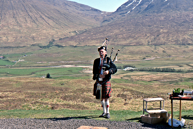 Highland Piper above Loch Tulla 22nd May 1989