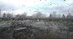 Landscape through rain