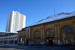 Rest vom alten Bahnhofsgebäude in La Chaux-de-Fonds