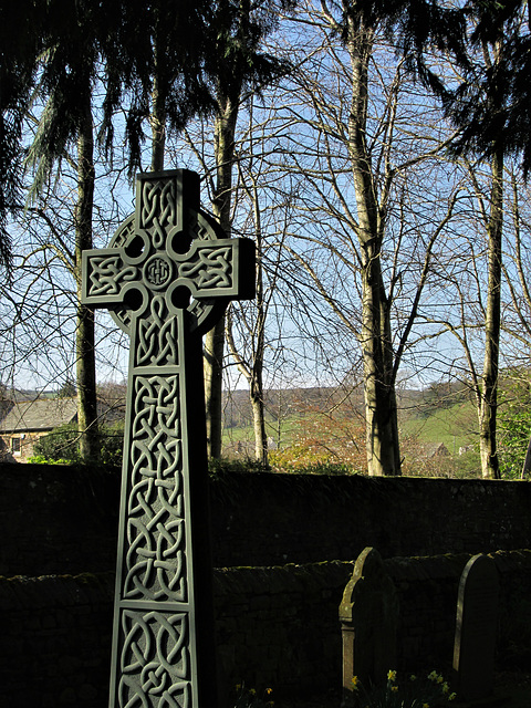 Celtic style cross war memorial.