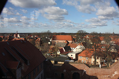 Neustadt-Glewe, Blick vom Bergfried zur Stadtkirche