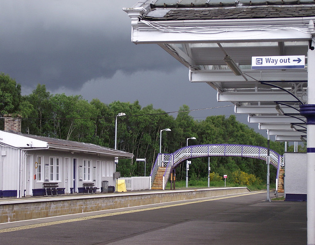 Dingwall footbridge, with weather.