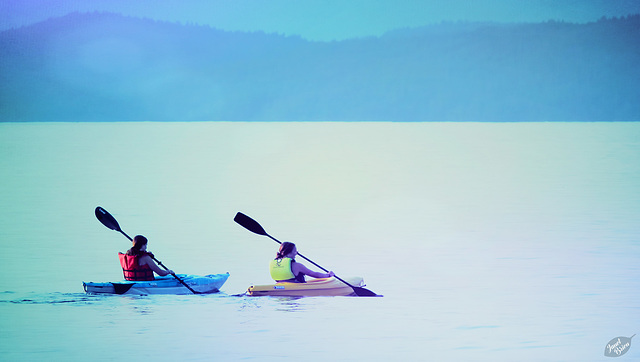 Kayakers in Fairy Light at Parkside, Vancouver Island (+6 insets!)