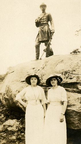 Women  at General Warren Statue, Little Roundtop, Gettysburg, Pa.