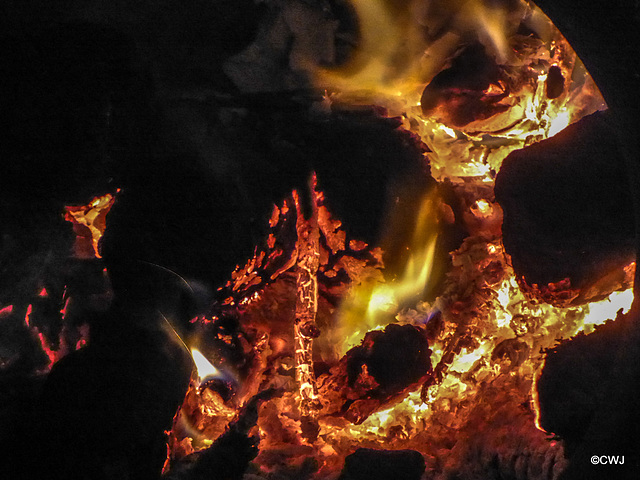 Peat fire on a cold autumn morning