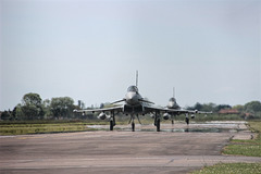 A pair of RAF Typhoon FGR-4 aircraft of 12 Squadron  at Coningsby