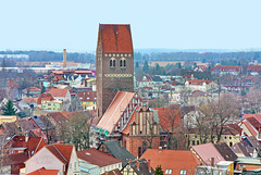 Parchim, Blick von der St.-Georgen-Kirche zur Marienkirche