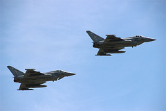 A pair of RAF Typhoon FGR-4 aircraft of 12 Squadron at Coningsby