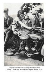 Marjory on a new Harley Davidson c 1924