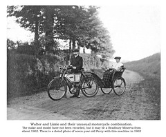 Walter with Lizzie posing with their new bike c 1903