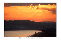 Fishing as the Sun sets over Newhaven  - from Seaford - 30.6.2015