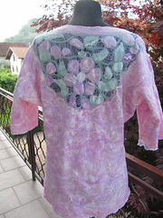 blouse with felted richelieu insertions