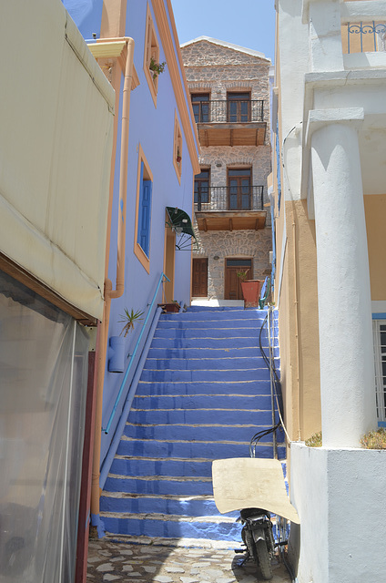 Blue Stairway in Symi-town