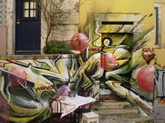 Street art at Alfama, Lisbon - disregarding angles.