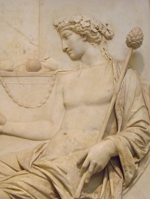 Detail of a Relief with Seated Dionysos in the Naples Archaeological Museum, July 2012