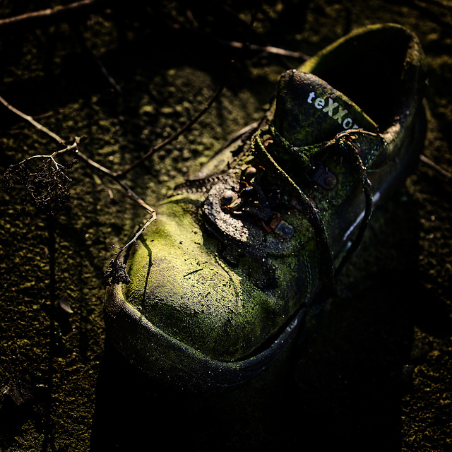 old. green. shoe