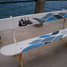 Bench painted with maritime theme.