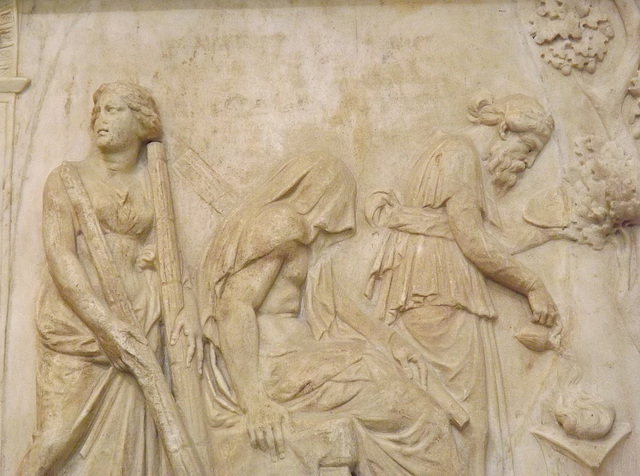 Detail of a Relief with Herakles Initiated into the Eleusinian Mysteries in the Naples Archaeological Museum, July 2012
