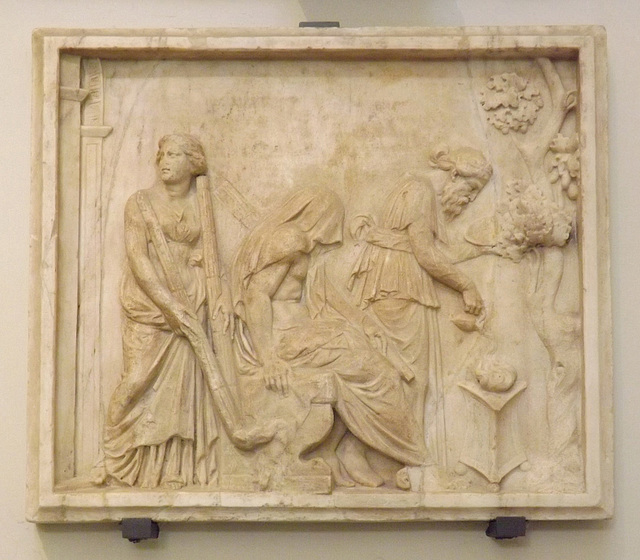 Relief with Herakles Initiated into the Eleusinian Mysteries in the Naples Archaeological Museum, July 2012