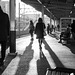 Long shadow on the morning platform