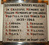 Leabrooks Miners Welfare War Memorial, now at Saint James Church, Riddings, Derbyshire