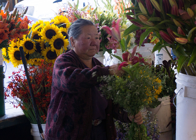 Vendor with sunflowers