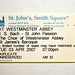 Ticket for a performance of the St. John Passion by J.S. Bach