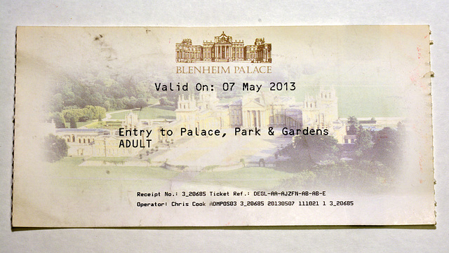 Ticket for Blenheim Palace