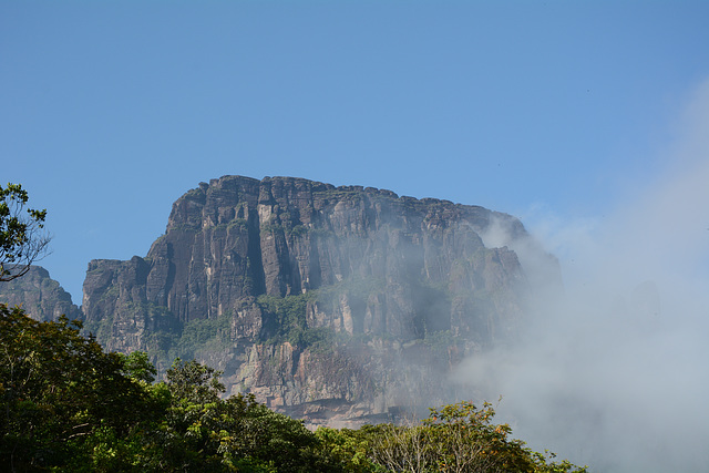 Venezuela, The Cliffs of Auyantepui on the Way Upstream the ​​River of Churun