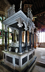great brington church, northants (8)c17 tomb of sir william lord spencer +1636 and penelope wriothesley. nicholas stone designed the tomb and provided materials for £600, paying john hargave £14 for carving the effigy of william, and richard white £15