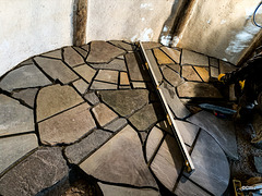 Limestone flooring for the gazebo - progress