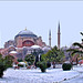 Hagia Sophia, palms and snow