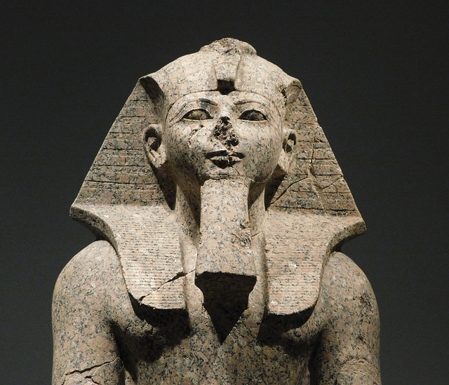 Detail of a Statue of Hatshepsut in a Devotional Attitude in the Metropolitan Museum of Art, September 2018