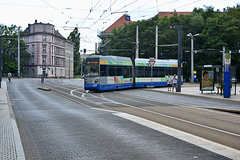 Leipzig 2019 – LVB 1333 leaving the Angerbrücke tram depot