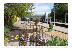 Lewes station through clematis - 30 4 2022