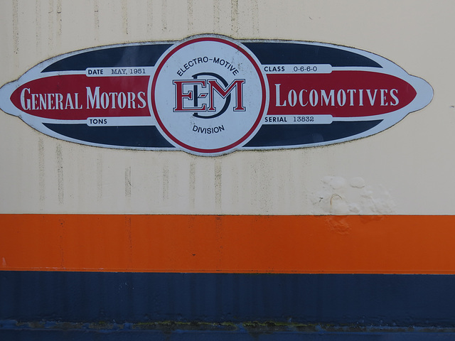 Nameplate of locomotive