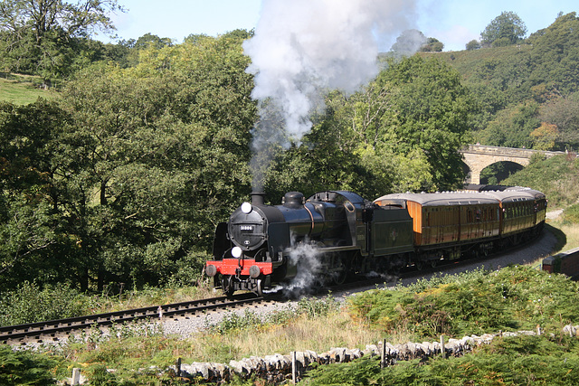 First Time visitor to The Moors Line Southern Railway class U No.31806 climbing past Darnholme with the 11.24 Grosmont - Pickering 25th September 2015